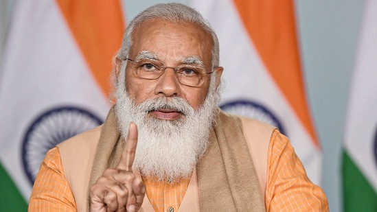 Prime Minister Narendra Modi during the inauguration of the centenary celebrations of the historic Chauri Chaura incident, via video conferencing in New Delhi, Thursday, Feb. 4, 2021. (PTI) Prime Minister Narendra Modi during the inauguration of the centenary celebrations of the historic Chauri Chaura incident, via video conferencing in New Delhi, Thursday, Feb. 4, 2021. (PTI)
