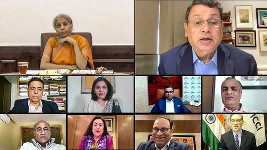 Finance Minister Nirmala Sitharaman addresses industrialists during FICCI's National Executive Committee Meeting via video conferencing in New Delhi on Thursday. (PTI PHOTO). Finance Minister Nirmala Sitharaman addresses industrialists during FICCI's National Executive Committee Meeting via video conferencing in New Delhi on Thursday. (PTI PHOTO).