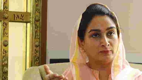 Harsimrat Kaur Badal alleged that the state government took no prior initiatives to deal with the flood situation.(HT Photo)