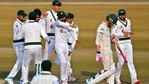 South Africa's Faf du Plessis walks back to pavilion while Pakistan's players celebrate his dismissal during the second day of the second Test match between Pakistan and South Africa at the Pindi Stadium in Rawalpindi(AP) South Africa's Faf du Plessis walks back to pavilion while Pakistan's players celebrate his dismissal during the second day of the second Test match between Pakistan and South Africa at the Pindi Stadium in Rawalpindi(AP)