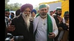 COMRADES IN ARMS: Bhartiya Kisan Union leaders Balbir Singh Rajewal (left) and Rakesh Tikait at the Ghazipur border in Delhi during the ongoing protest against the new farm laws, on Friday. (Sanchit Khanna/HT) COMRADES IN ARMS: Bhartiya Kisan Union leaders Balbir Singh Rajewal (left) and Rakesh Tikait at the Ghazipur border in Delhi during the ongoing protest against the new farm laws, on Friday. (Sanchit Khanna/HT)
