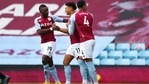 Aston Villa's Ollie Watkins, center, celebrates with his teammates after scoring his side's opening goal during the English Premier League soccer match between Aston Villa and Arsenal at Villa Park in Birmingham, England.(AP) Aston Villa's Ollie Watkins, center, celebrates with his teammates after scoring his side's opening goal during the English Premier League soccer match between Aston Villa and Arsenal at Villa Park in Birmingham, England.(AP)