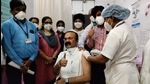 Thane district collector Rajesh Narvekar gets vaccinated on Saturday. (Praful Gangurde/HT) Thane district collector Rajesh Narvekar gets vaccinated on Saturday. (Praful Gangurde/HT)