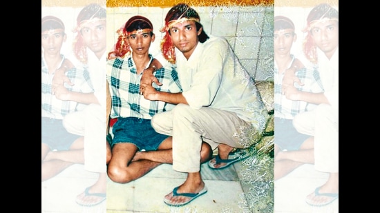 Madhur with his cousin Nitin Bhandarkar at Vaishno Devi temple Madhur with his cousin Nitin Bhandarkar at Vaishno Devi temple