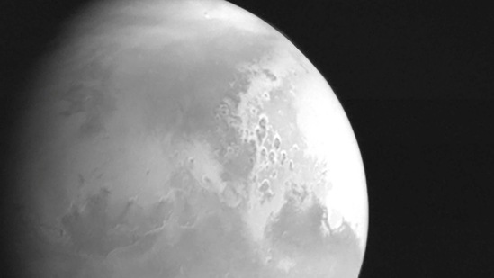 The first image of Mars taken by China's Tianwen-1 unmanned probe is seen in this handout image released by China National Space Administration (CNSA) February 5, 2021. (via Reuters)