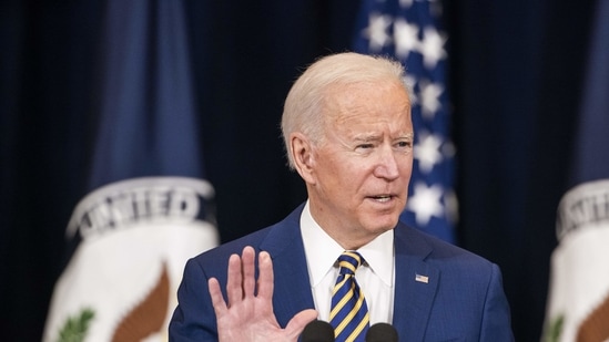 U.S. President Joe Biden speaks at the State Department in Washington, D.C., U.S., on Thursday, Feb. 4, 2021. Photographer: Jim Lo Scalzo/EPA/Bloomberg (Bloomberg) U.S. President Joe Biden speaks at the State Department in Washington, D.C., U.S., on Thursday, Feb. 4, 2021. Photographer: Jim Lo Scalzo/EPA/Bloomberg (Bloomberg)