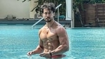 Tiger Shroff posing in the pool. Tiger Shroff posing in the pool.