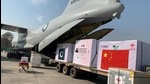 A general view of the first consignment of the coronavirus disease vaccines from China being offloaded from a plane at the Noor Khan Airbase Rawalpindi, Pakistan on February 1. (Reuters file) A general view of the first consignment of the coronavirus disease vaccines from China being offloaded from a plane at the Noor Khan Airbase Rawalpindi, Pakistan on February 1. (Reuters file)