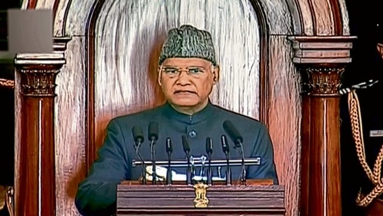 President Ram Nath Kovind’s address to the joint sitting of both Houses of Parliament. (MINT_PRINT) President Ram Nath Kovind’s address to the joint sitting of both Houses of Parliament. (MINT_PRINT)