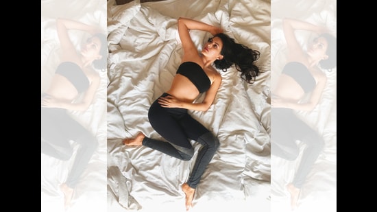 Amyra lounging in her bed at home in Mumbai Amyra lounging in her bed at home in Mumbai