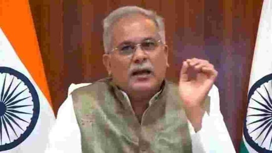 The Chief Minister Bhupesh Baghel was speaking to reporters at the Swami Vivekananda Airport in Raipur before leaving for his visit to the poll-bound state of Assam.(HT photo)