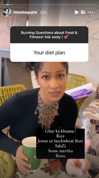 Masaba Gupta talks about her diet(Instagram story/ masabagupta)