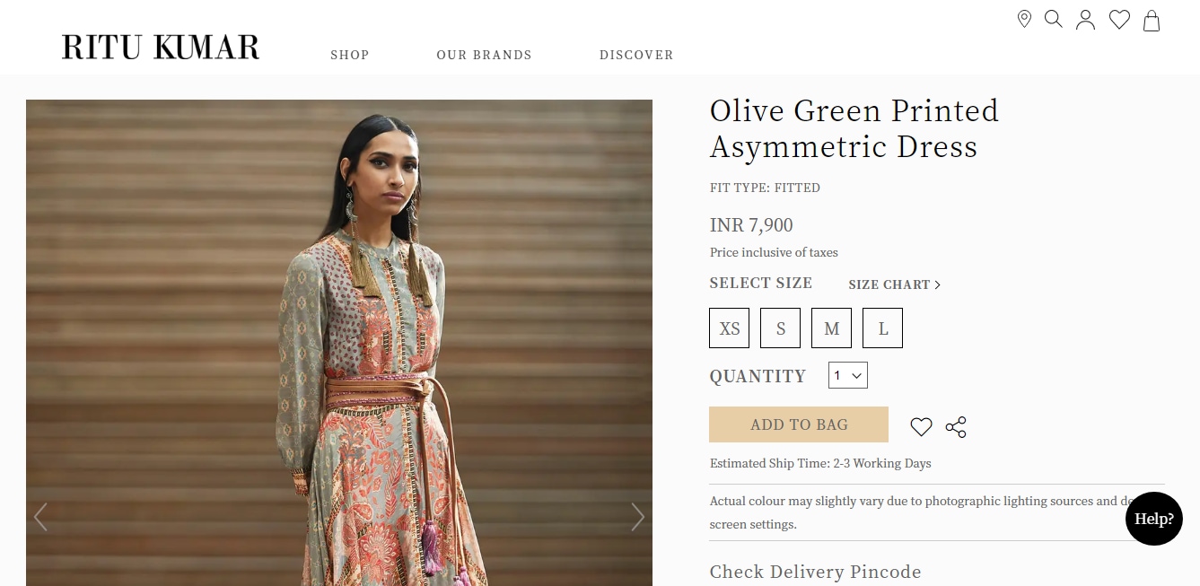 Yami Gautam's kurta dress from Ritu Kumar (ritukumar.com)