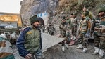 A team of specialists from the Defence Research and Development Organisation (DRDO), which reached Uttarakhand early on Monday morning, conducted an aerial survey of the areas in Chamoli district.(PTI Photo ) A team of specialists from the Defence Research and Development Organisation (DRDO), which reached Uttarakhand early on Monday morning, conducted an aerial survey of the areas in Chamoli district.(PTI Photo )