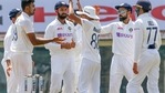 Indian spinner Ravichandran Ashwin celebrates with his teammates.(PTI) Indian spinner Ravichandran Ashwin celebrates with his teammates.(PTI)