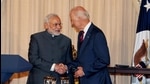 A file photo from October 1, 2014 shows Prime Minister Narendra Modi with then US vice president Joe Biden in Washington DC. (PTI file) A file photo from October 1, 2014 shows Prime Minister Narendra Modi with then US vice president Joe Biden in Washington DC. (PTI file)