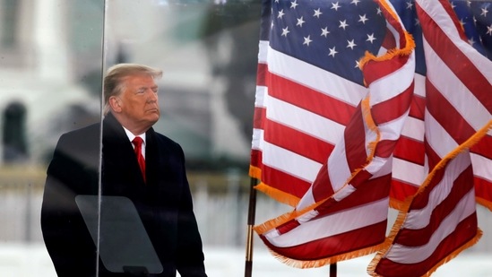 Former US President Donald Trump looks on at the end of his speech during a rally in Washington. (Reuters File Photo )