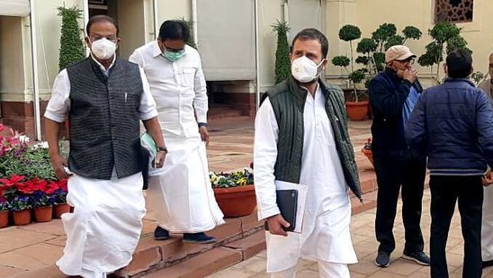 Congress leader Rahul Gandhi after the opposition party meeting at Parliament in New Delhi. (ANI Photo) Congress leader Rahul Gandhi after the opposition party meeting at Parliament in New Delhi. (ANI Photo)