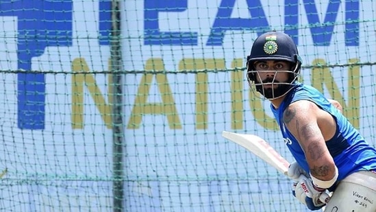 India captain Virat Kohli bats in the nets. (Getty Images)