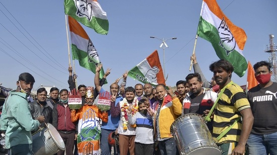 Congress state president Govind Singh Dotasra congratulated party workers for the victory. (PTI)