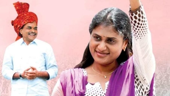 A poster with a big picture of Sharmila, along with her father late Y S Rajasekhar Reddy (former chief minister of combined Andhra Pradesh), has been in circulation on social media since Monday morning. (HT PHOTO).