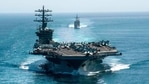 The exercise comes days after China condemned the sailing of the destroyer, the USS John S. McCain, near the Chinese-controlled Paracel Islands. In picture - Aircraft carrier USS Nimitz.(AFP) The exercise comes days after China condemned the sailing of the destroyer, the USS John S. McCain, near the Chinese-controlled Paracel Islands. In picture - Aircraft carrier USS Nimitz.(AFP)