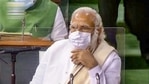 Prime Minister Narendra Modi in the Lok Sabha during ongoing Budget Session of Parliament, in New Delhi, Monday, Feb. 8, 2021. (PTI) Prime Minister Narendra Modi in the Lok Sabha during ongoing Budget Session of Parliament, in New Delhi, Monday, Feb. 8, 2021. (PTI)