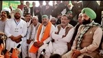 Farmer leader Rakesh Tikait addressing a Kisan Mahapanchayatat in Kurukshetra on Tuesday. (Manoj Dhaka/HT) Farmer leader Rakesh Tikait addressing a Kisan Mahapanchayatat in Kurukshetra on Tuesday. (Manoj Dhaka/HT)