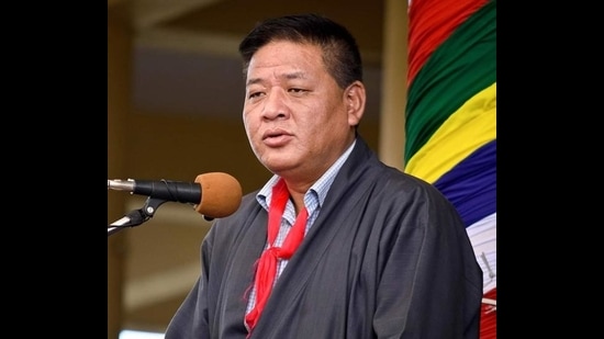 Penpa Tsering, who lost to present president Lobsang Sangay in the 2016 elections, polled 24,488 votes against his nearest rival Kelsang Dorjee Aukatsang (Kaydor), who got 14,544 votes. (HT Photo)