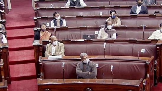 Opposition leaders during the Budget Session of Parliament in Rajya Sabha, in New Delhi. (ANI Photo) Opposition leaders during the Budget Session of Parliament in Rajya Sabha, in New Delhi.