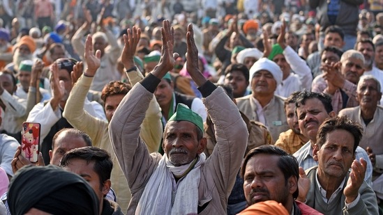Farmers at Ghazipur Border during their protest against farm law, in New Delhi on Monday. (ANI Photo) Farmers at Ghazipur Border during their protest against farm law, in New Delhi on Monday. (ANI Photo)