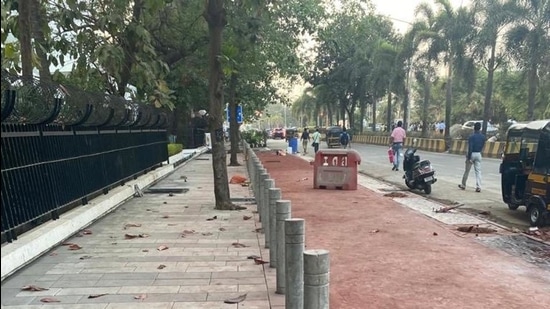 The cycle track will be built along the footpath with bollards separating the pavement from the track, officials said. The cycle track will be built along the footpath with bollards separating the pavement from the track, officials said.