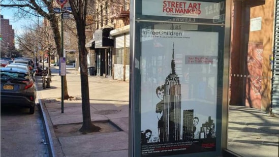 Nine striking pieces commissioned by Street Art for Mankind (SAM) - an artistic movement fighting child trafficking - can be seen on dozens of billboards across New York City.(Reuters) Nine striking pieces commissioned by Street Art for Mankind (SAM) - an artistic movement fighting child trafficking - can be seen on dozens of billboards across New York City.(Reuters)