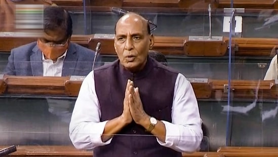 Union Home Minister Rajnath Singh speaks in the Lok Sabha during ongoing Budget Session of Parliament, in New Delhi, Monday, Feb. 8, 2021. (PTI) Union Home Minister Rajnath Singh speaks in the Lok Sabha during ongoing Budget Session of Parliament, in New Delhi, Monday, Feb. 8, 2021. (PTI)