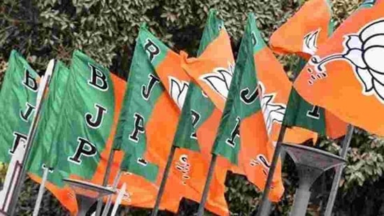 BJP flags at party headquarters in New Delhi.(Mohd Zakir/HT PHOTO) BJP flags at party headquarters in New Delhi.(Mohd Zakir/HT PHOTO)