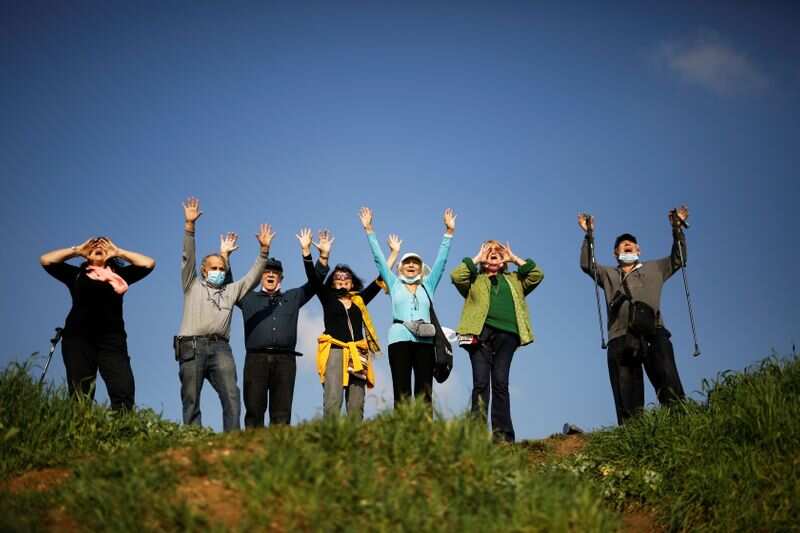 People take part in a screaming session as they seek emotional release from coronavirus disease (COVID-19) confinements, in an open area near Ra'anana, Israel February 7, 2021. REUTERS/Amir Cohen (REUTERS)