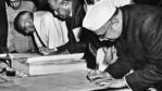 Leaders at the signing of the Constitution in the Constituent Assembly on January 24, 1950. HT archive Leaders at the signing of the Constitution in the Constituent Assembly on January 24, 1950. HT archive