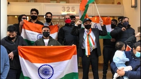 Members of the Indo-Canadian community in the Metro Vancouver area staged a pro-India car rally. Participants waved India flags at the consulate. (Supplied photo)