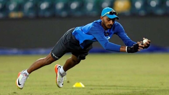 India's Axar Patel catches a ball(REUTERS)