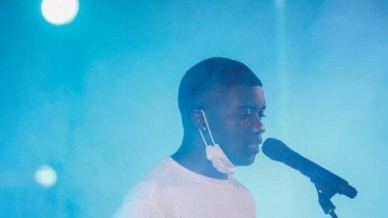 Artist Nathan Nzanga performs for 'Sessions In Place', a live-streamed socially distanced concert series, at Olympic Studios in Seattle, Washington, U.S., January 30, 2021.(REUTERS)