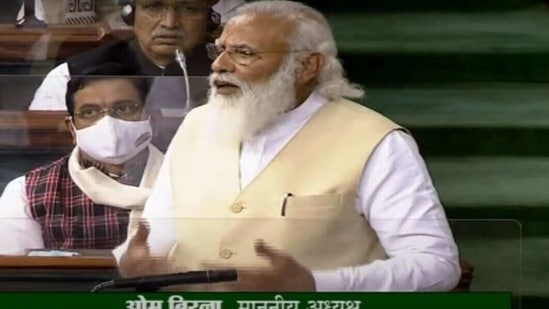 PM Modi addresses the Lok Sabha(ANI/Twitter)