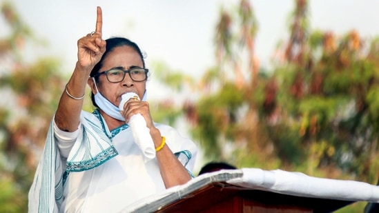 Murshidabad: West Bengal Chief Minister Mamata Banerjee addresses a public rally at Berhampore in Murshidabad district, Tuesday, Feb. 9, 2021. (PTI Photo)(PTI02_09_2021_000210A) (PTI) Murshidabad: West Bengal Chief Minister Mamata Banerjee addresses a public rally at Berhampore in Murshidabad district, Tuesday, Feb. 9, 2021. (PTI Photo)(PTI02_09_2021_000210A) (PTI)