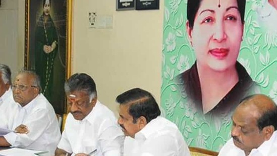 Tamil Nadu chief minister Edappadi K Palaniswami and his deputy, O Panneerselvam, have been running the government as well as the party as AIADMK’s co-conveners. (Photo:AIADMK Twitter)