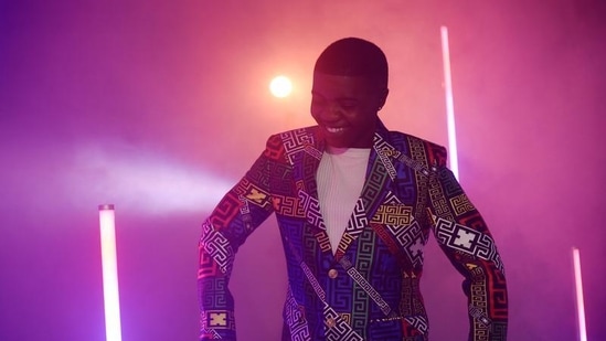Artist Nathan Nzanga dances during a tech rehearsal for 'Sessions In Place', a live-streamed socially distanced concert series, at Olympic Studios in Seattle, Washington, U.S., January 30, 2021. Nzanga, 22, collaborated with storytelling program Prodigy Camp to release the short musical concept film "enough."(REUTERS)