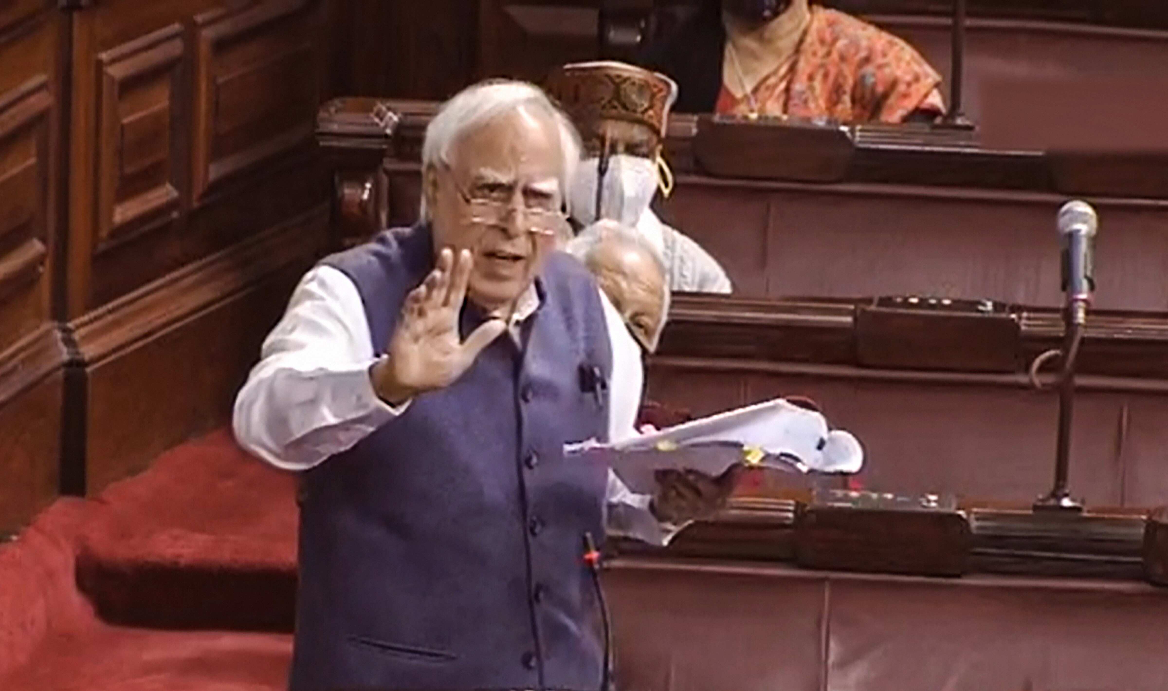 Congress MP Kapil Sibal speaks in the Rajya Sabha during ongoing Budget Session of Parliament, in New Delhi. (PTI photo) Congress MP Kapil Sibal speaks in the Rajya Sabha during ongoing Budget Session of Parliament, in New Delhi. (PTI photo)