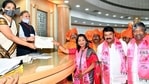 Gadwal Vijayalakshmi of the TRS was elected as the first citizen of Hyderabad(Mayor) in Hyderabad on Thursday. (ANI Photo) Gadwal Vijayalakshmi of the TRS was elected as the first citizen of Hyderabad(Mayor) in Hyderabad on Thursday. (ANI Photo)