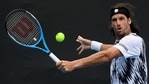 Feliciano Lopez makes a backhand return to Italy's Lorenzo Sonego during their second-round match at the Australian Open(AP) Feliciano Lopez makes a backhand return to Italy's Lorenzo Sonego during their second-round match at the Australian Open(AP)