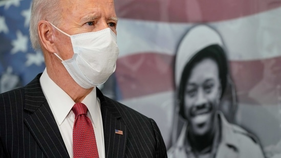 President Joe Biden tours the African Americans in Service Corridor at the Pentagon on Wednesday. (AP File Photo) President Joe Biden tours the African Americans in Service Corridor at the Pentagon on Wednesday. (AP File Photo)