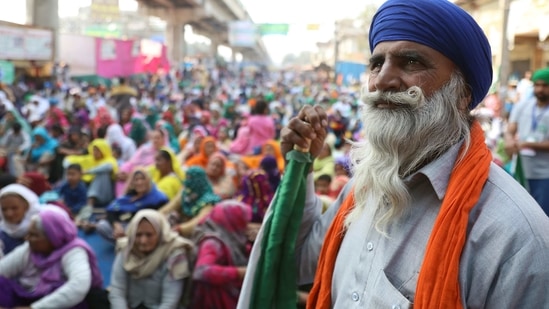 Farmers sitting at Tikri Border during their ongoing protest against farm laws, in New Delhi on Wednesday. (ANI Photo) Farmers sitting at Tikri Border during their ongoing protest against farm laws, in New Delhi on Wednesday. (ANI Photo)