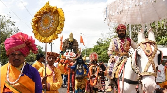 Chhatrapati Shivaji Maharaj Jayanti celebration at APMC market last year. (Hindustan Times)